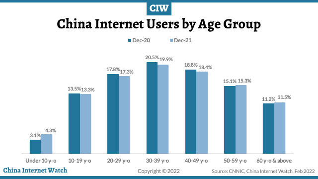 China internet users by age group